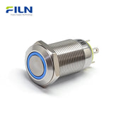 12mm Stainless Steel LED Push Button Switch 12-220V 4-PIN Ring Illuminated FILN