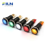 Voyant LED 12 V noir 16 mm, voyant métallique à tête plate, borne à 2 broches, FILN