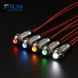 5V Indicator Light | 8mm LED Metal High Head | IP67 Waterproof Panel Mount