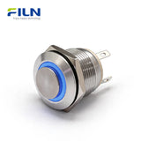 19mm Momentary Push Button 12V High Head LED Ring Stainless Steel 4-Pin | FILN