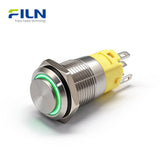 Interrupteur à bouton-poussoir momentané 3V-220V 16mm à tête haute 5 broches Acier inoxydable LED FILN