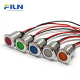 Panel Mount LED 19mm Metal Flat Head with 15cm Wire Lead 12V 110V 220V FILN
