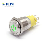 Power Push Button Switch with LED Light 3-220V 16mm Stainless Steel 5Pin Terminal FILN