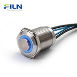 Interrupteur à bouton-poussoir LED à anneau métallique 12V-220V 4 broches pré-câblé étanche IP65 en acier inoxydable momentané/verrouillable FILN