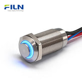 12mm Stainless Steel Push Button Motorcycle Switch LED Ring Momentary Latching 12-220V FILN