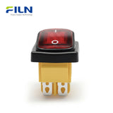 LED Light Rocker Switch 28x22mm Transparent Surface KCD4 Waterproof Framed Power Switch FILN