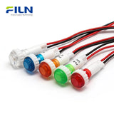 10mm Plastic Indicator Lamp Light 6-220V High Head Wire Lead Panel Mount FILN