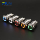 12mm Stainless Steel LED Push Button Switch 12-220V 4-PIN Ring Illuminated FILN