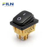 Rocker On Off Switch Black Plastic Waterproof IP65 KCD4 4-Pin DPST Switch FILN
