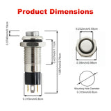 8mm Mini 1.8V-110V Red Normally Open Momentary Metal Push Button Switch