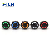 Interrupteur à bouton-poussoir lumineux 22 mm corps ultra-court momentané 4 broches 12V-220V métal FILN