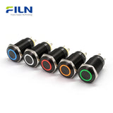 12mm Stainless Steel LED Push Button Switch 12-220V 4-PIN Ring Illuminated FILN
