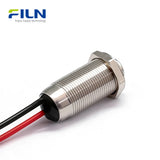 12mm Mini Push Button Switch On Off Stainless Steel 2Pin Pre-wired IP65 Waterproof FILN