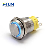 Bouton poussoir LED en acier inoxydable 5 broches, tête haute, anneau lumineux, momentané et à enclenchement | FILN