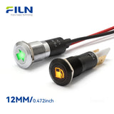 12mm Metall-LED-Anzeigeleuchte mit Symbolen & Kabeln | 12-24V