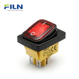 LED Light Rocker Switch 28x22mm Transparent Surface KCD4 Waterproof Framed Power Switch FILN