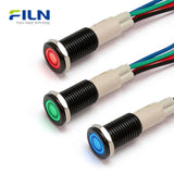 10mm 3 Color Indicator Light RGB Tri-color LED Metal Signal Lamp | IP67 Waterproof Panel Mount