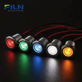 Panel Mount LED 19mm Metal Flat Head with 15cm Wire Lead 12V 110V 220V FILN