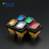 LED Light Rocker Switch 28x22mm Transparent Surface KCD4 Waterproof Framed Power Switch FILN