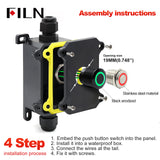 FILN 20A Waterproof Push Button Switch Box witch 19MM Metal Button Switch