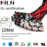 FILN 12V LED Car Boat LED Warning Dashboard Signal Lights Instrument Pilot Lamp 220V 10mm