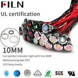 FILN 10mm 12V LED Car Boat LED Warning Dashboard Signal Lights Instrument Pilot Lamp