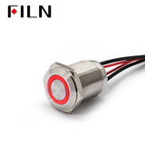 16MM 12V Green LED Metal Push Button Light Switch With Wire red