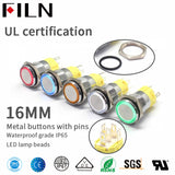 16MM 12V 24V 220V Waterproof Automotive Metal Push Button Switch