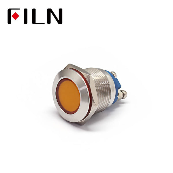 19mm 110v LED Metal Signal Indicator Light Orange