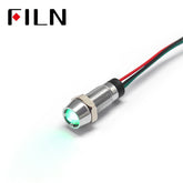 8mm 6V Double Color LED Metal Pilot Indicator Light Green
