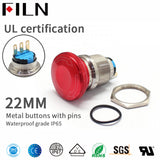 22MM Waterproof Filn Mmetal Emergency Stop Push Button