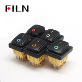 FILN IP68 KCD4 6PIN Momentary LED Waterproof Rocker Switch