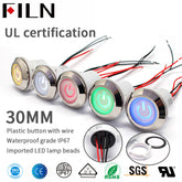 Interrupteur à bouton-poussoir lumineux 30MM IP67 24V rouge vert bon prix