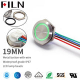 Waterproof 19mm Shortest Stainless Steel Push Button Switch Reset Momentary 30mA 12V Connector With Wire