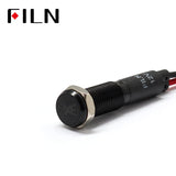 FILN Black Bezel FL1M 8mm 12V LED Metal Indicator Dashboard Light with Symbol Width light Signal symbol indicator