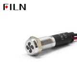 FILN Weißer Rahmen FL1M 8mm 12V LED Metallanzeige Armaturenbrettlicht mit Symbol Lüfter Signalsymbolanzeige
