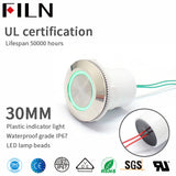 FLP30 30mm 표시등 이중 색상 빨강 초록 플라스틱 LED 전선 평면 헤드 링