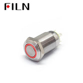 12MM Red LED Light 12V 110V Latching Metal Push Button Switch Front