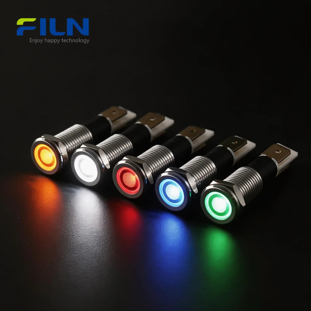 Lamp Indicator Light 10mm 3V-380V IP67 Waterproof LED Signal for CNC & Marine FILN