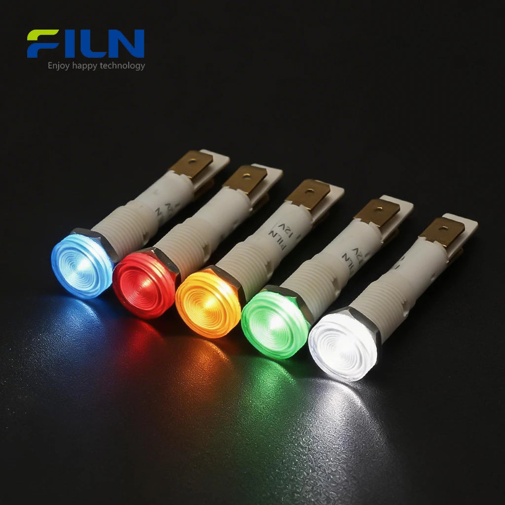 PA66 Plastic 24V LED Indicator Lamp 10mm Pin Terminal Screw Mount for Kitchen Equipment FILN