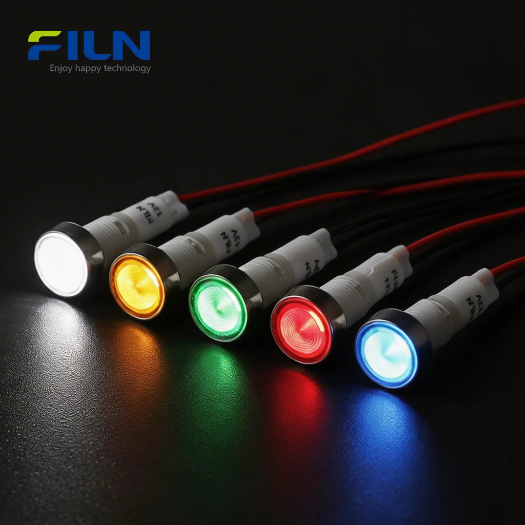 10mm Plastic Indicator Pilot Lamp 220V PA66 Wired Screw Mount FILN