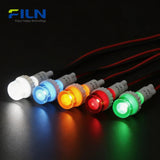 FILN Voyant lumineux LED en plastique 10 mm 220 V avec câblage, montage sur panneau, tête haute