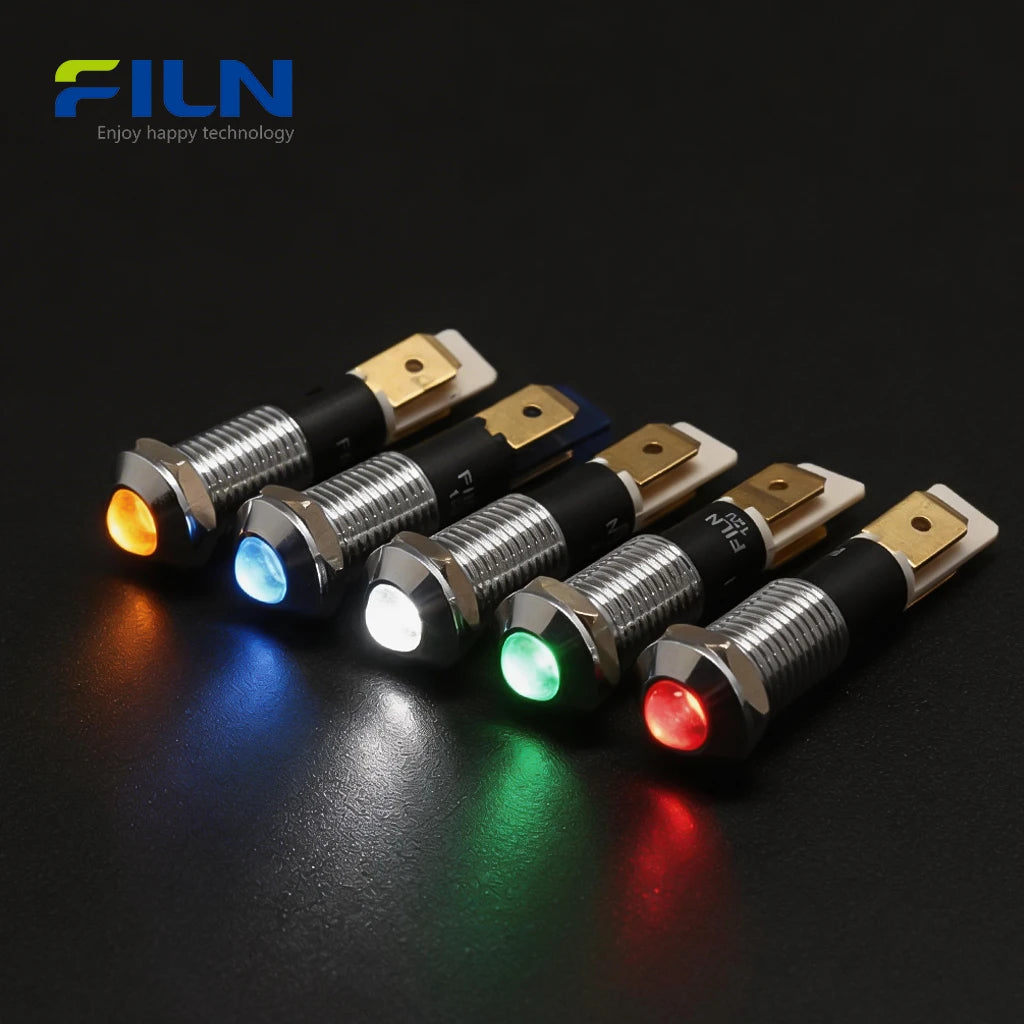 LED Indicator Light Red 10mm Waterproof 12V 24V 220V for Panel Mount FILN