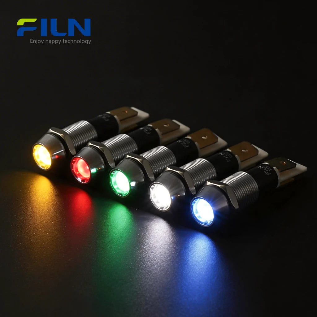 Voyants lumineux 12 V CC 10 mm étanches IP67 en métal pour montage sur panneau à LED FILN