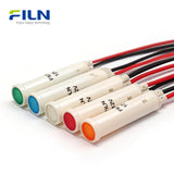 8mm Plastic 120V Pilot Light | Snap-in Round LED Indicator | Wire Lead FILN