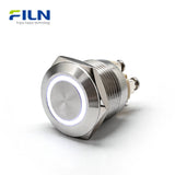 120V Push Button Switch Stainless Steel Momentary 4-Pin Screw Terminal LED Switch | FILN