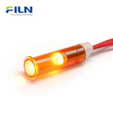 120 VAC LED Indicator Light 6mm Round Snap-in with 15cm Wire Lead FILN