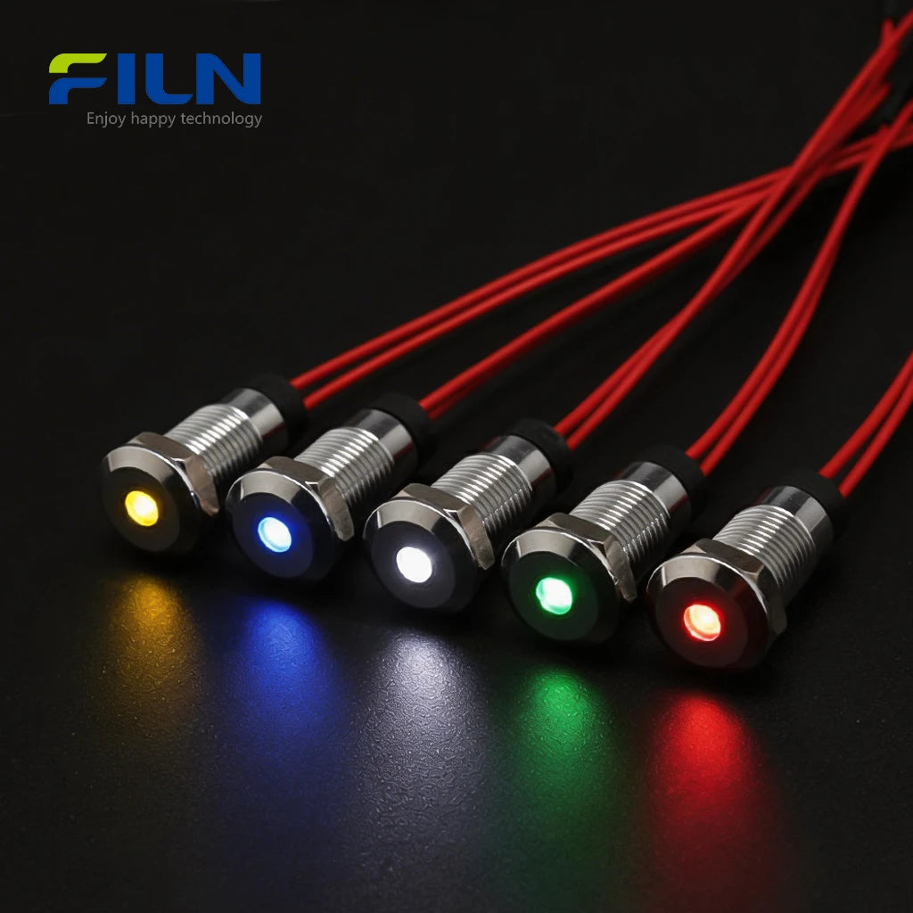 DC-Kontrollleuchte 8MM Wasserdichte LED-Signalleuchte für Schalttafeln FILN