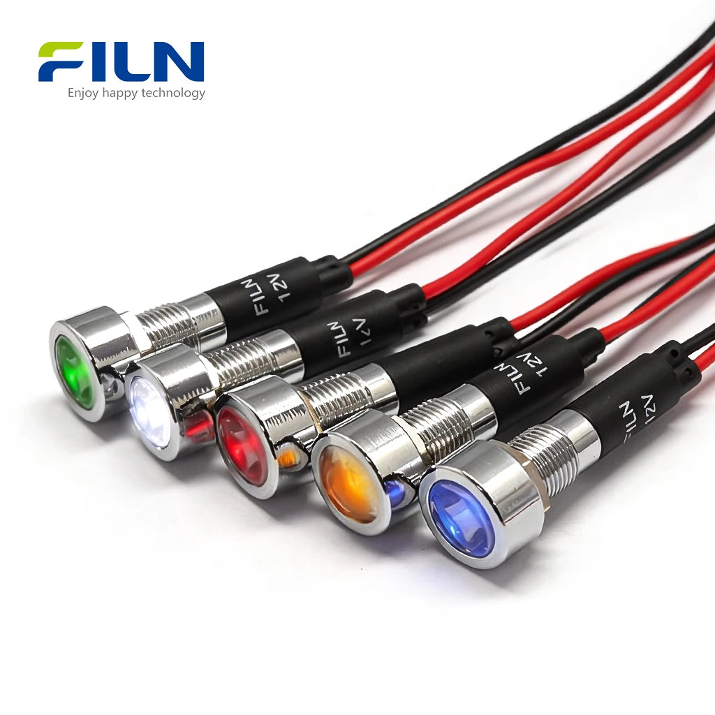 Machine Indicator Light Pole Machine Panel Indicator Light 12-24V 220V 8mm IP67 for CNC FILN – FILN ...