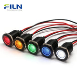 Panel Mount LED 19mm Metal Flat Head with 15cm Wire Lead 12V 110V 220V FILN